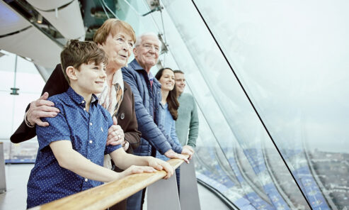 Family looking at the view from Spinnaker Tower