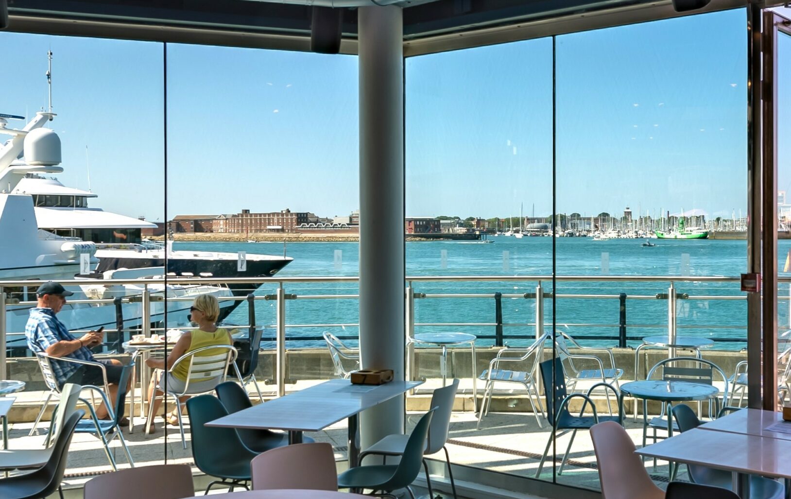 The view from Spinnaker Kitchen and Bar over Portsmouth Harbour