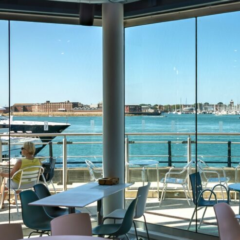 The view from Spinnaker Kitchen and Bar over Portsmouth Harbour