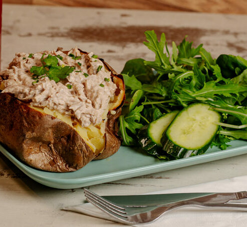 Freshly prepared Jacket Potato in the Spinnaker Kitchen and Bar at Spinnaker Tower