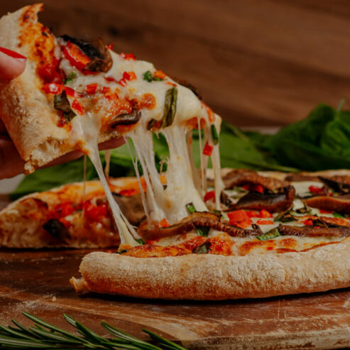 Hand made vegetable pizza in the Spinnaker Kitchen and Bar at Spinnaker Tower