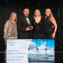 Spinnaker Tower General Manager Tony Sammut receiving the Large Visitor Attraction Award at the Beautiful South Awards 2022