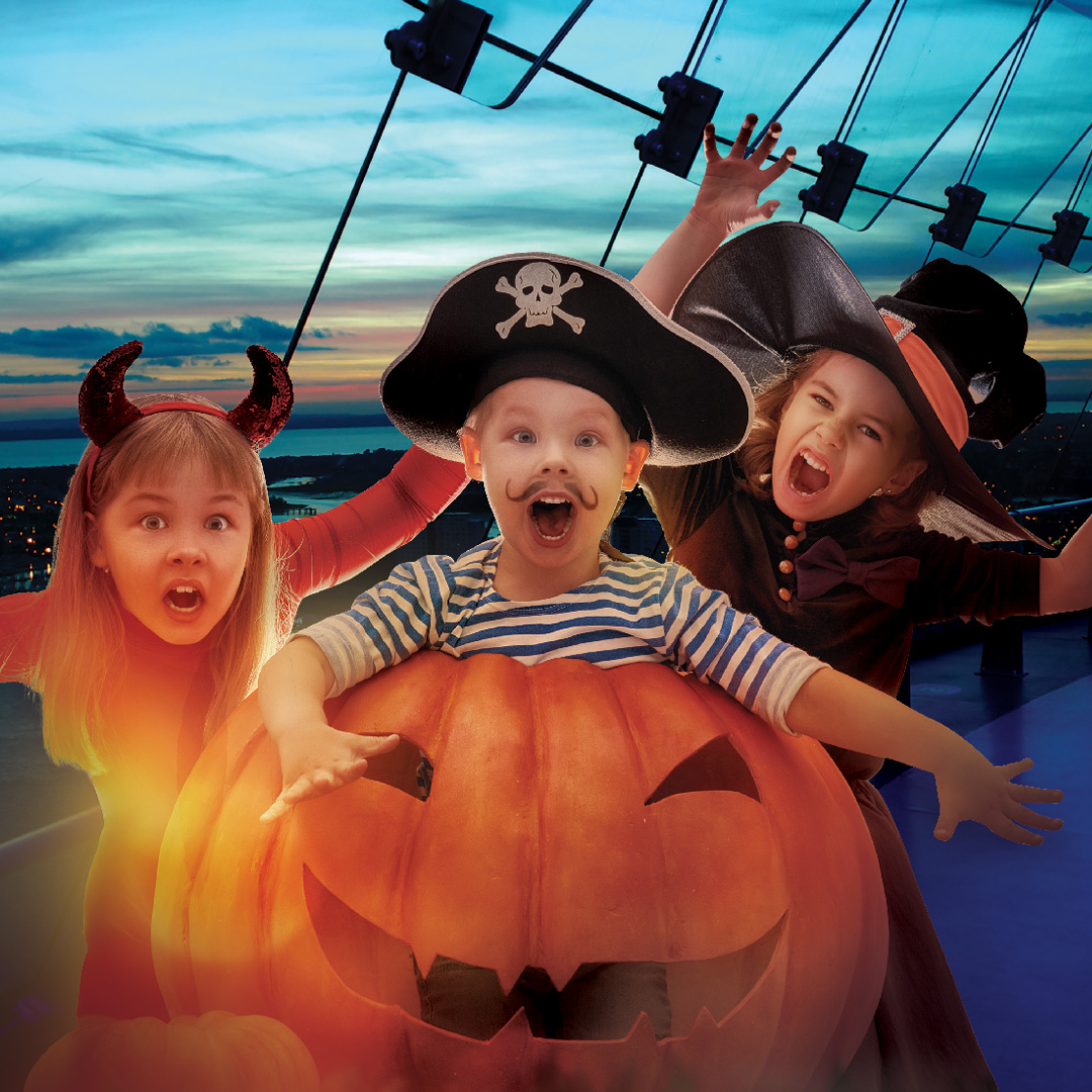 Children at Halloween on the View Deck of Spinnaker Tower Portsmouth