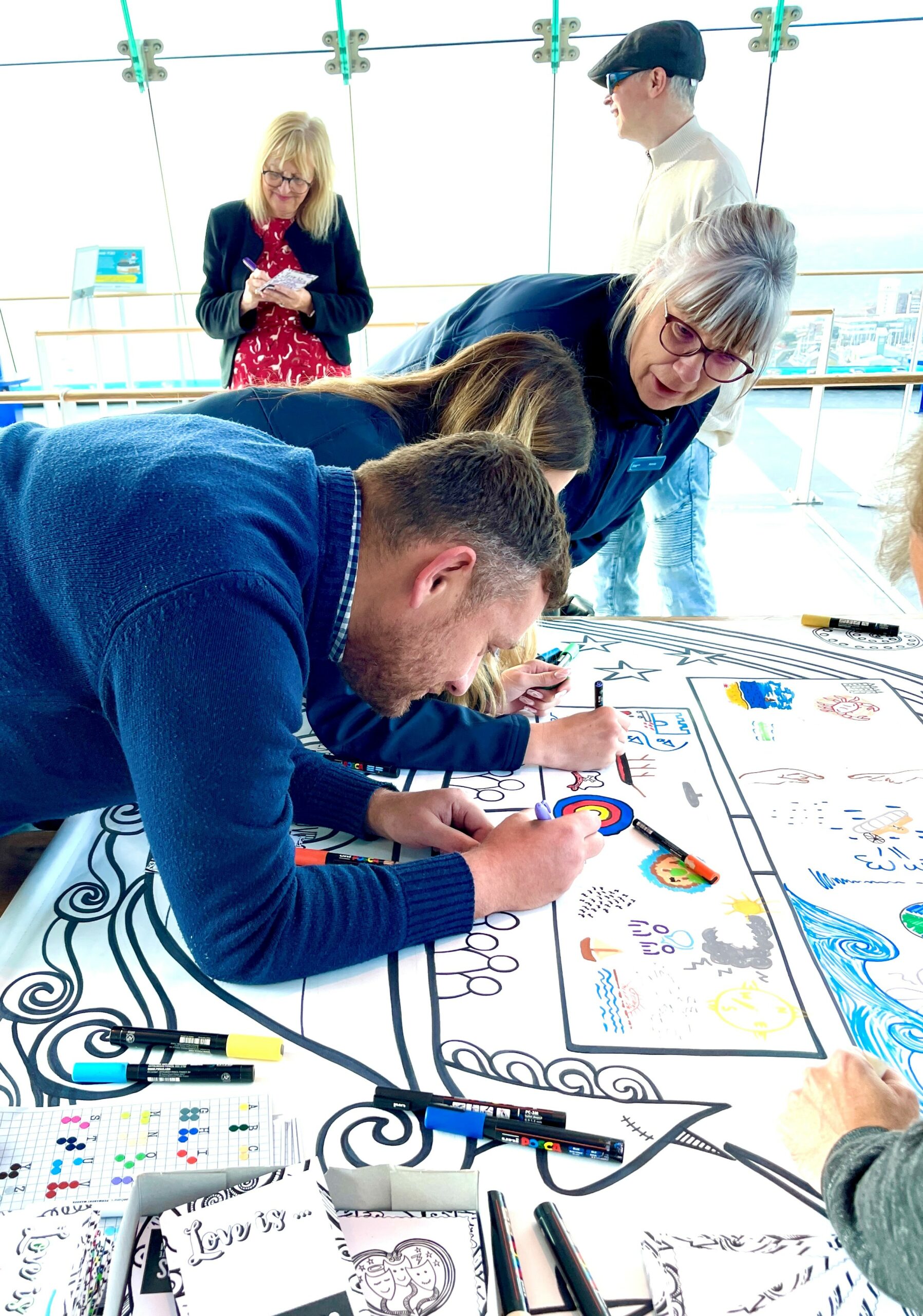 Seekers Community Project, guests doodle their ideas for the Braille Rail