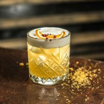 A Whiskey Sour cocktail at Sky Bar Spinnaker Tower Portsmouth