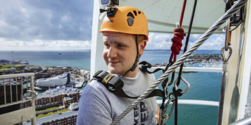 Man abseiling Spinnaker Tower Portsmouth