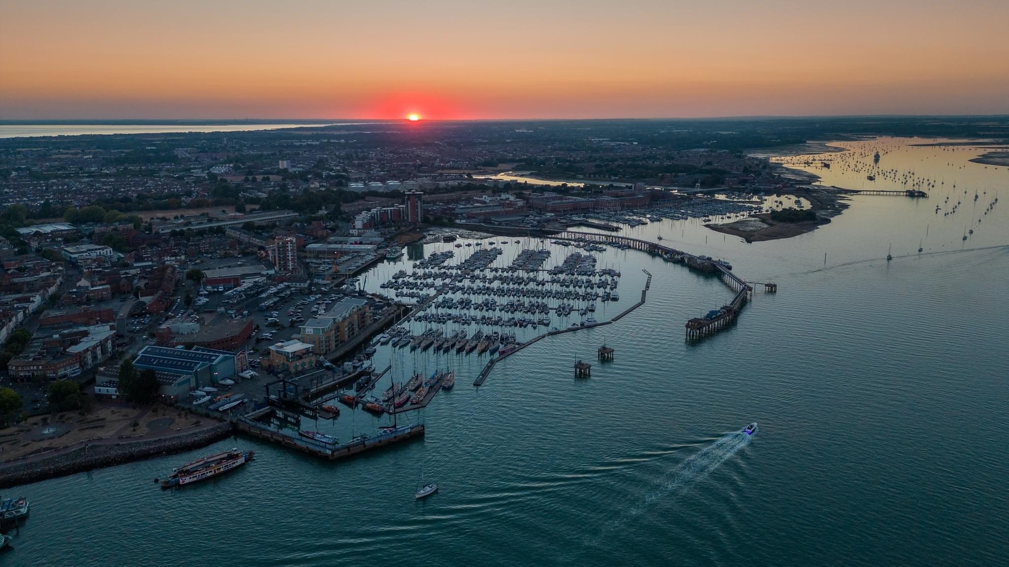 Views from the top of the Spinnaker Tower at sunset